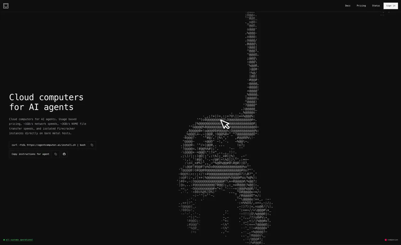 agentcomputer's landing page